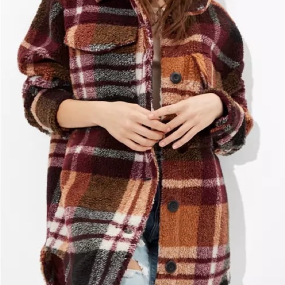 Like New American Eagle Outfitters Red Teddy Jacket